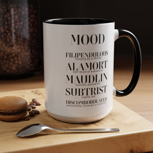 MOOD Coffee Mug, 11oz or 15oz Left Hand