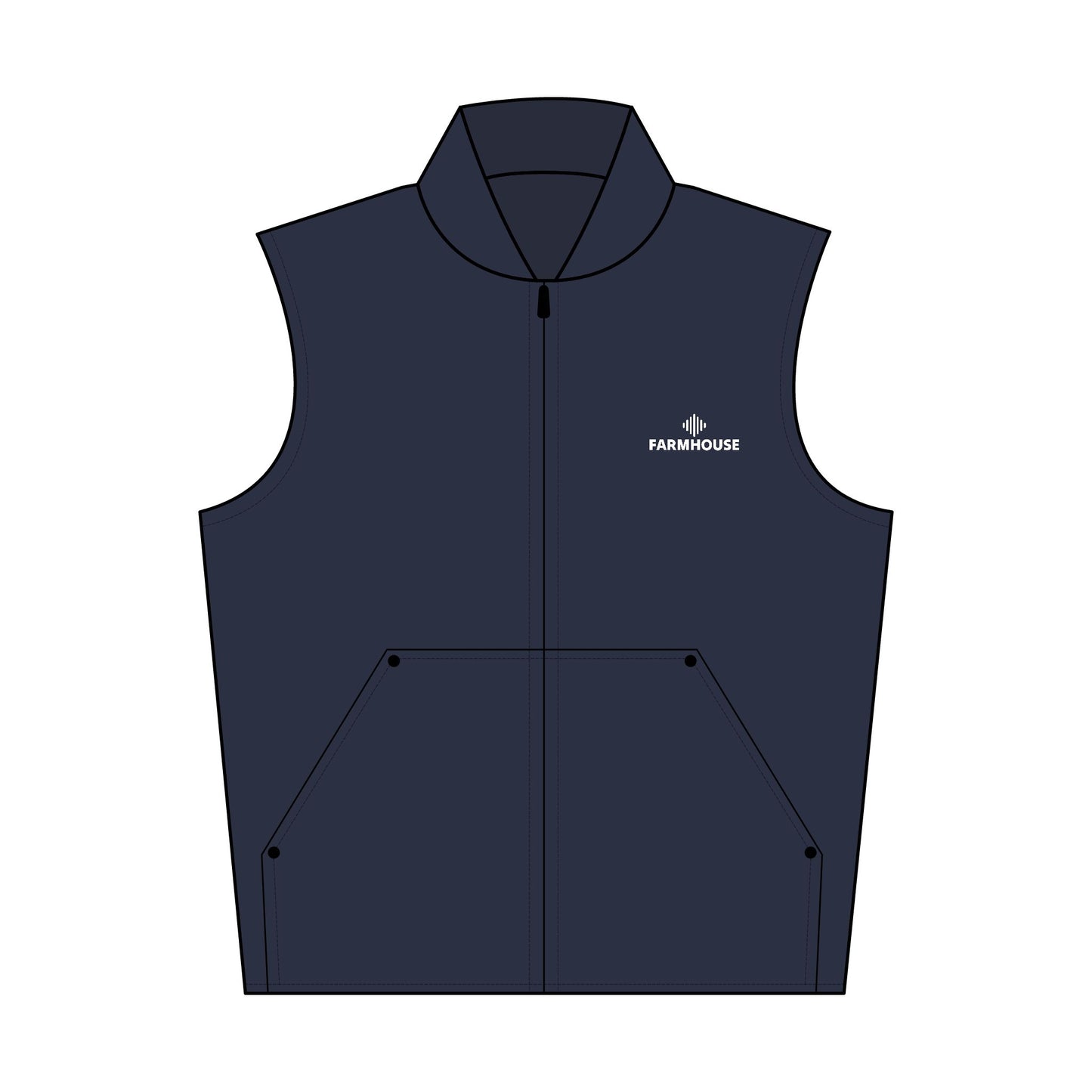 Washed Duck Cloth Work Vest — Embroidered "FARMHOUSE" Logo, Durable Outdoor Layer
