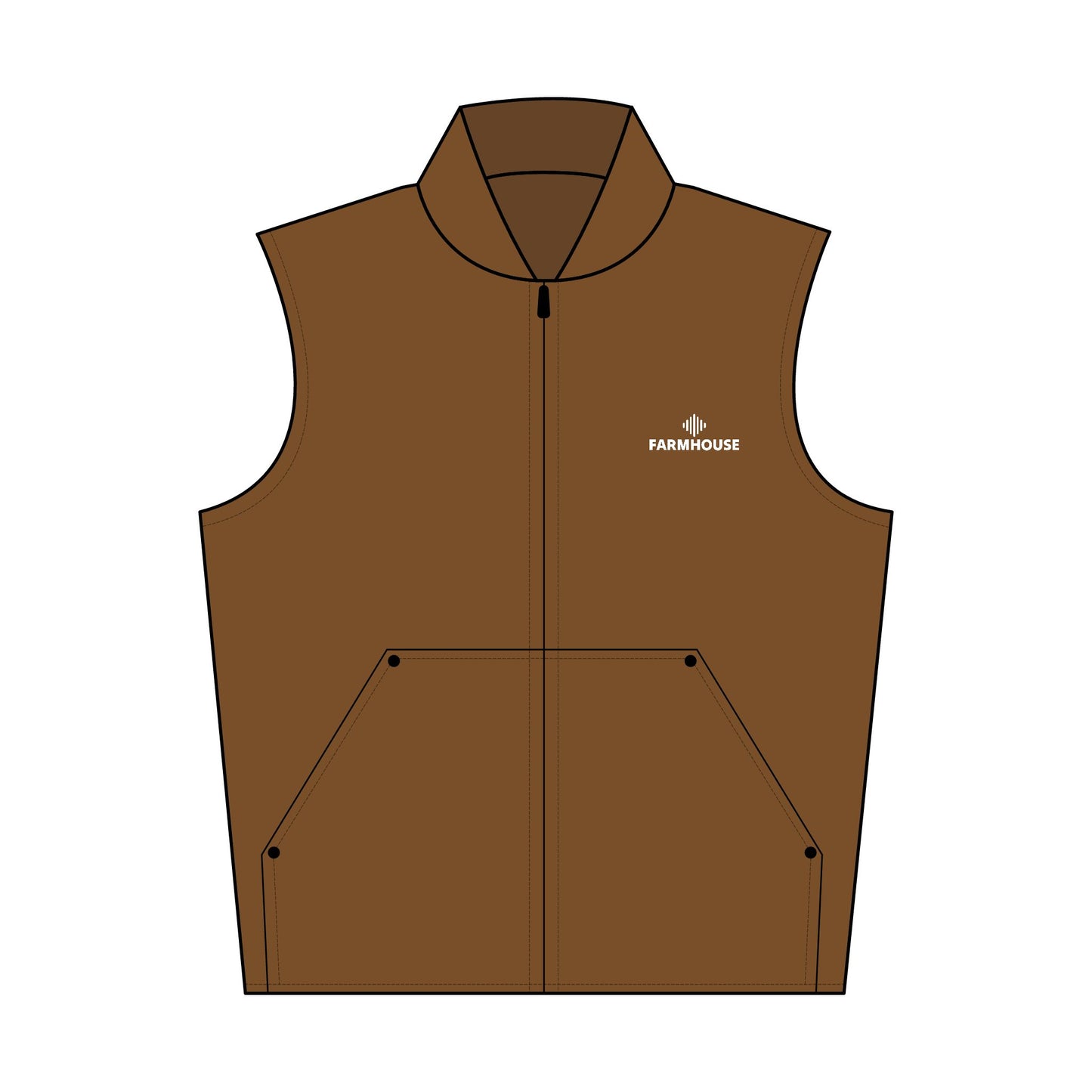 Washed Duck Cloth Work Vest — Embroidered "FARMHOUSE" Logo, Durable Outdoor Layer