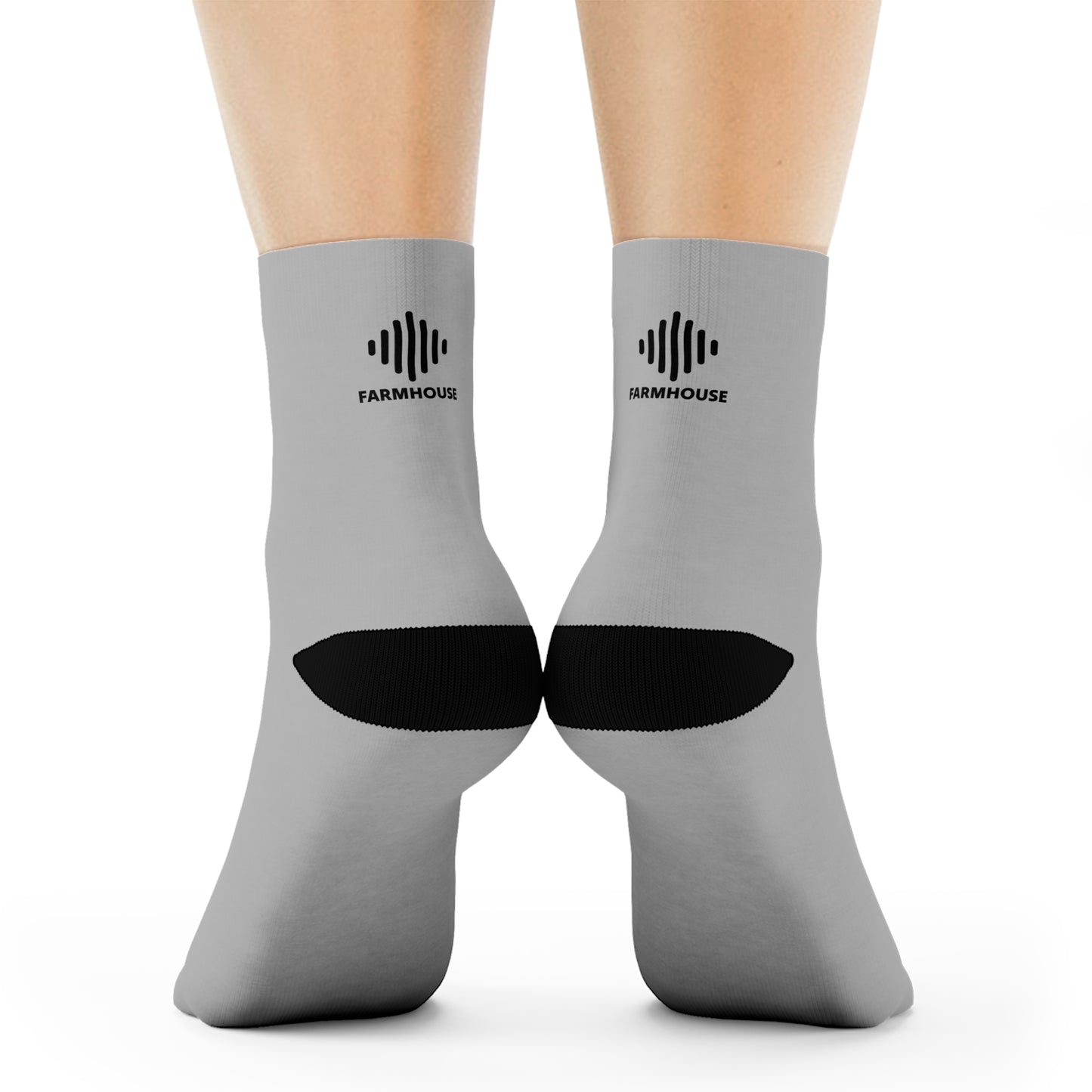 Farmhouse Crew Socks — Gray Cotton Blend Socks with 'FARMHOUSE' Logo